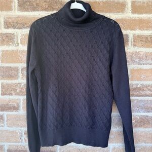 Black Turtleneck Knit Sweater Top